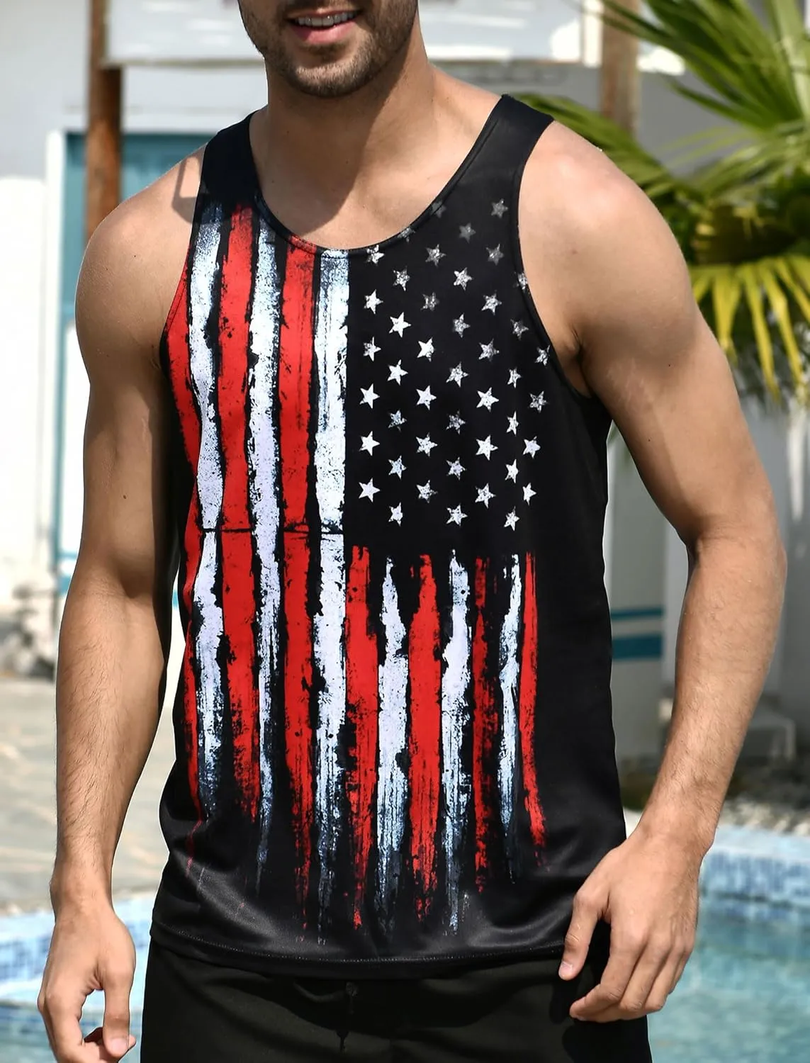 RAISEVERN Mens Tank Top Summer Sleeveless Shirts Beach Graphic Gym Running Undershirts Funny Workout Tees