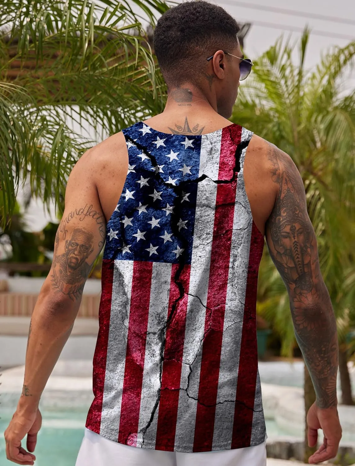 RAISEVERN Mens Tank Top Summer Sleeveless Shirts Beach Graphic Gym Running Undershirts Funny Workout Tees
