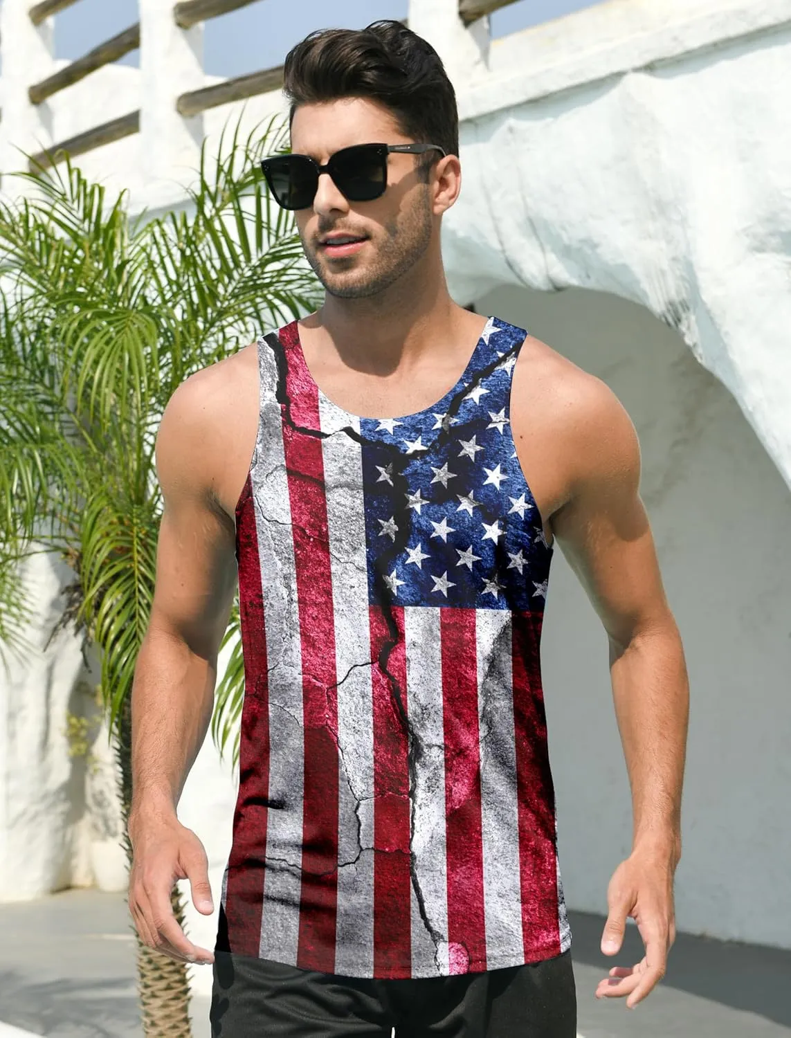 RAISEVERN Mens Tank Top Summer Sleeveless Shirts Beach Graphic Gym Running Undershirts Funny Workout Tees