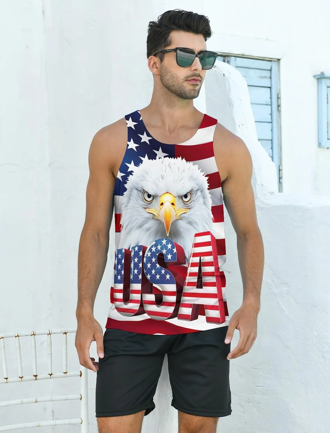RAISEVERN Mens Tank Top Summer Sleeveless Shirts Beach Graphic Gym Running Undershirts Funny Workout Tees