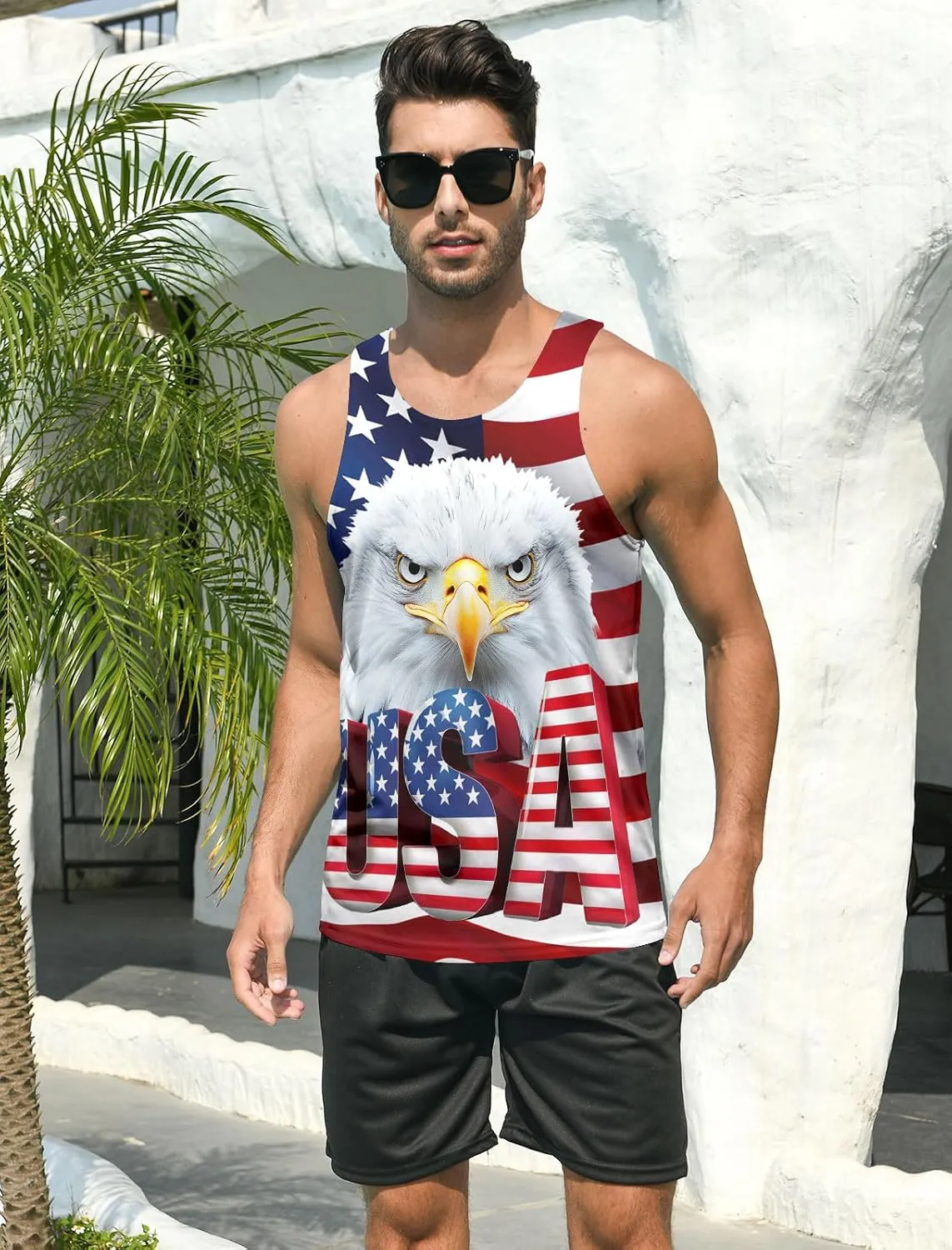 RAISEVERN Mens Tank Top Summer Sleeveless Shirts Beach Graphic Gym Running Undershirts Funny Workout Tees