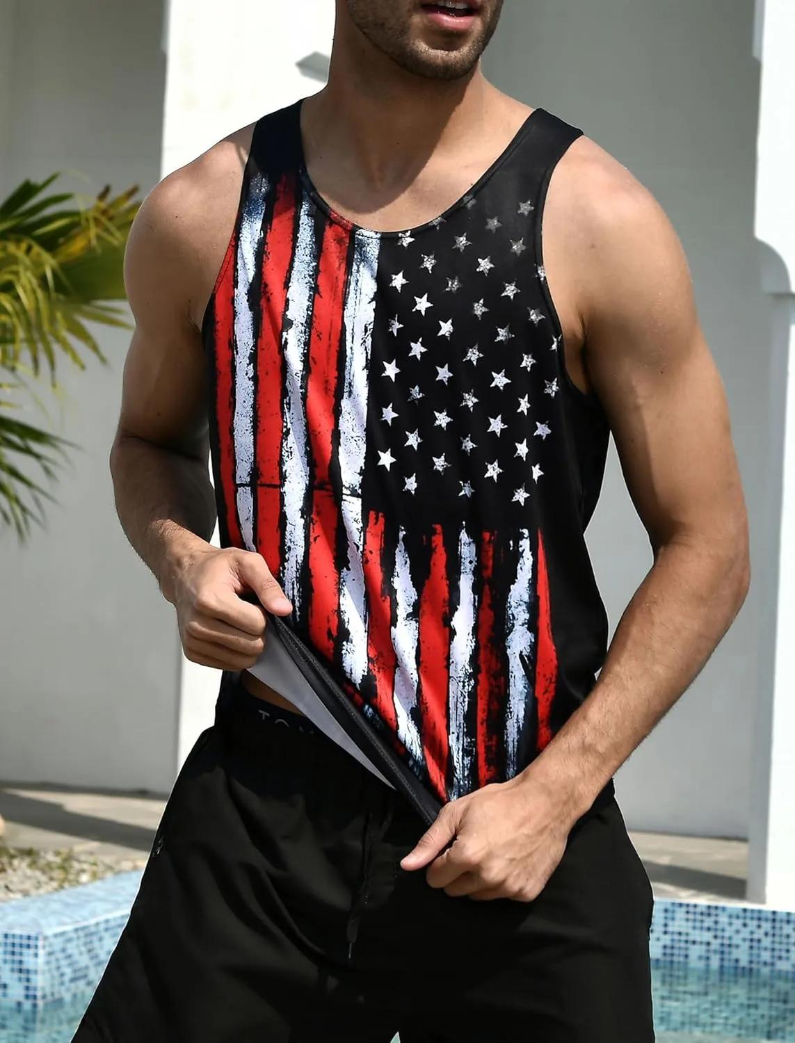 RAISEVERN Mens Tank Top Summer Sleeveless Shirts Beach Graphic Gym Running Undershirts Funny Workout Tees