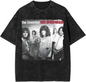 REO Rock Speedwagon Band Vintage Oversized T Shirt Novelty Round Neck Short Sleeves Tops for Unisex