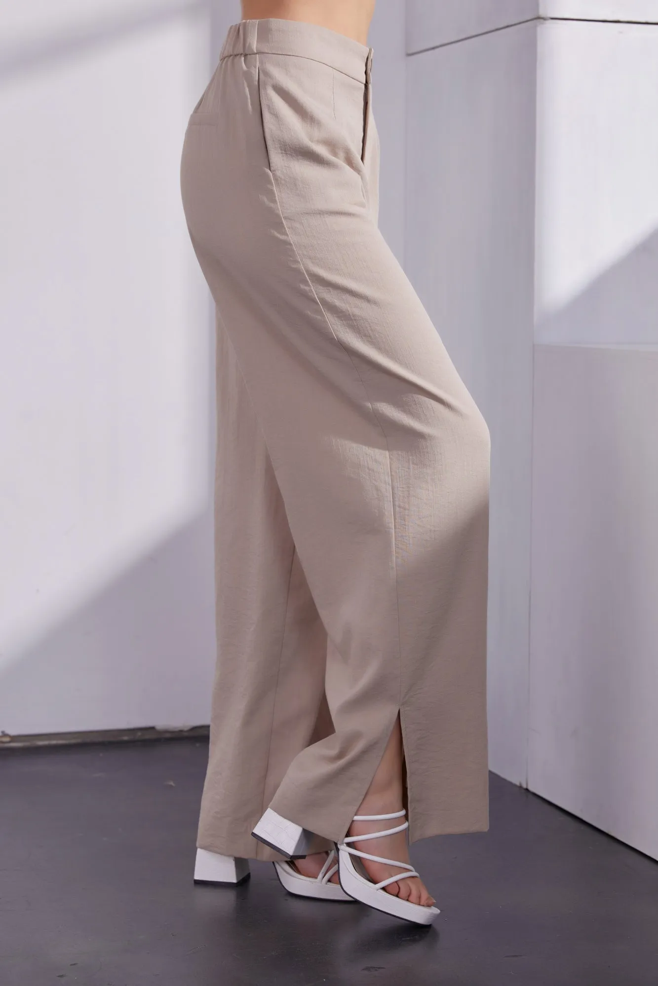 Side Slit Wide Leg Pants