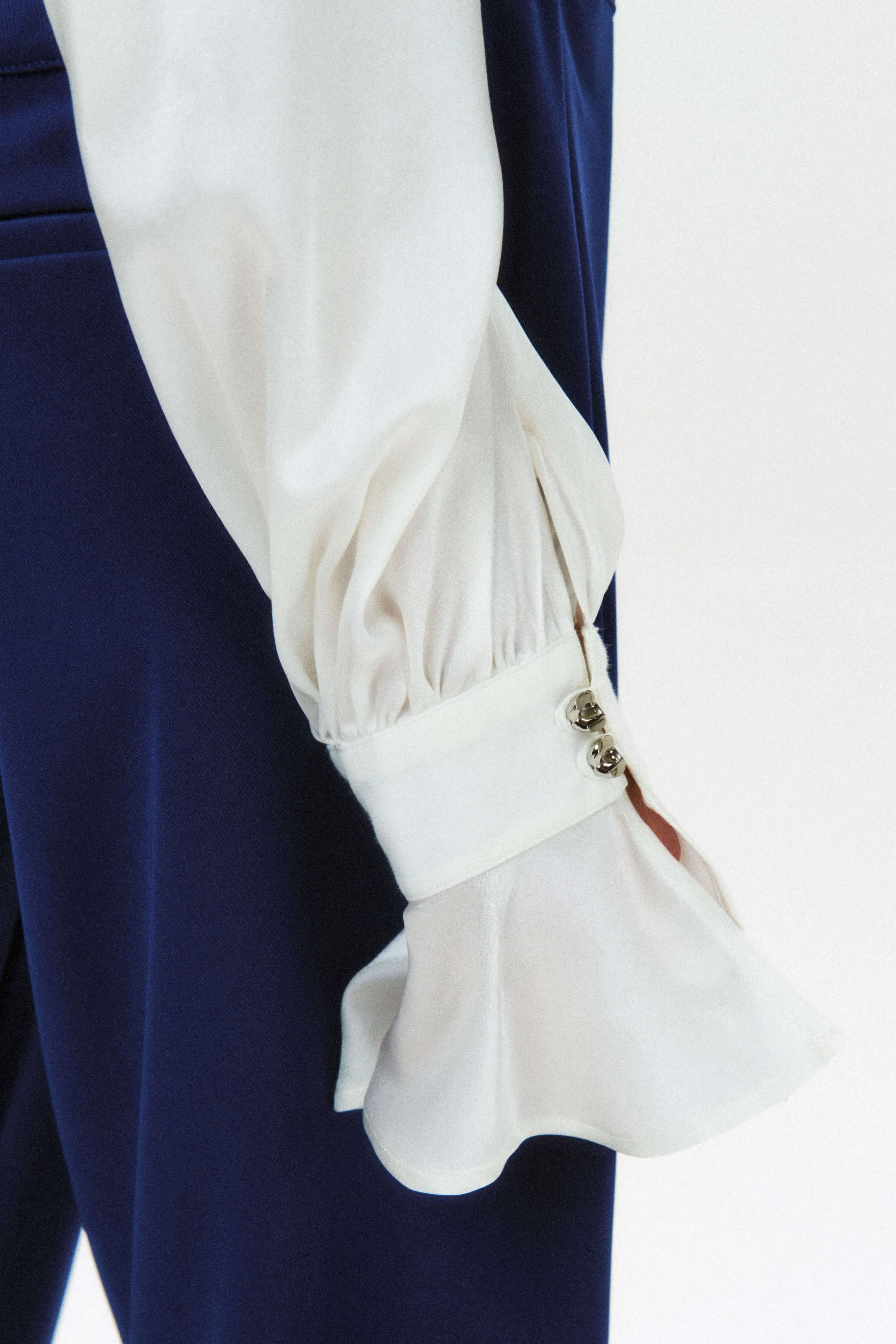 Silk Flowy Corset Blouse - White