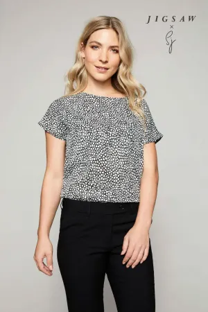 SJ032 - Slash Neck Blouse - Loop Print