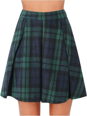 Skirts for Women Trendy Plaid Y2K High Elastic Waist Flowy Ruffles Casual Pleated Short Skirts for Summer Streetwear