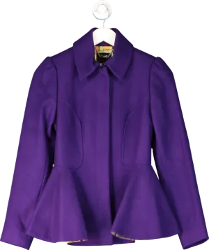 Ted Baker Purple Cashmere Blend Peplum Coat UK XS