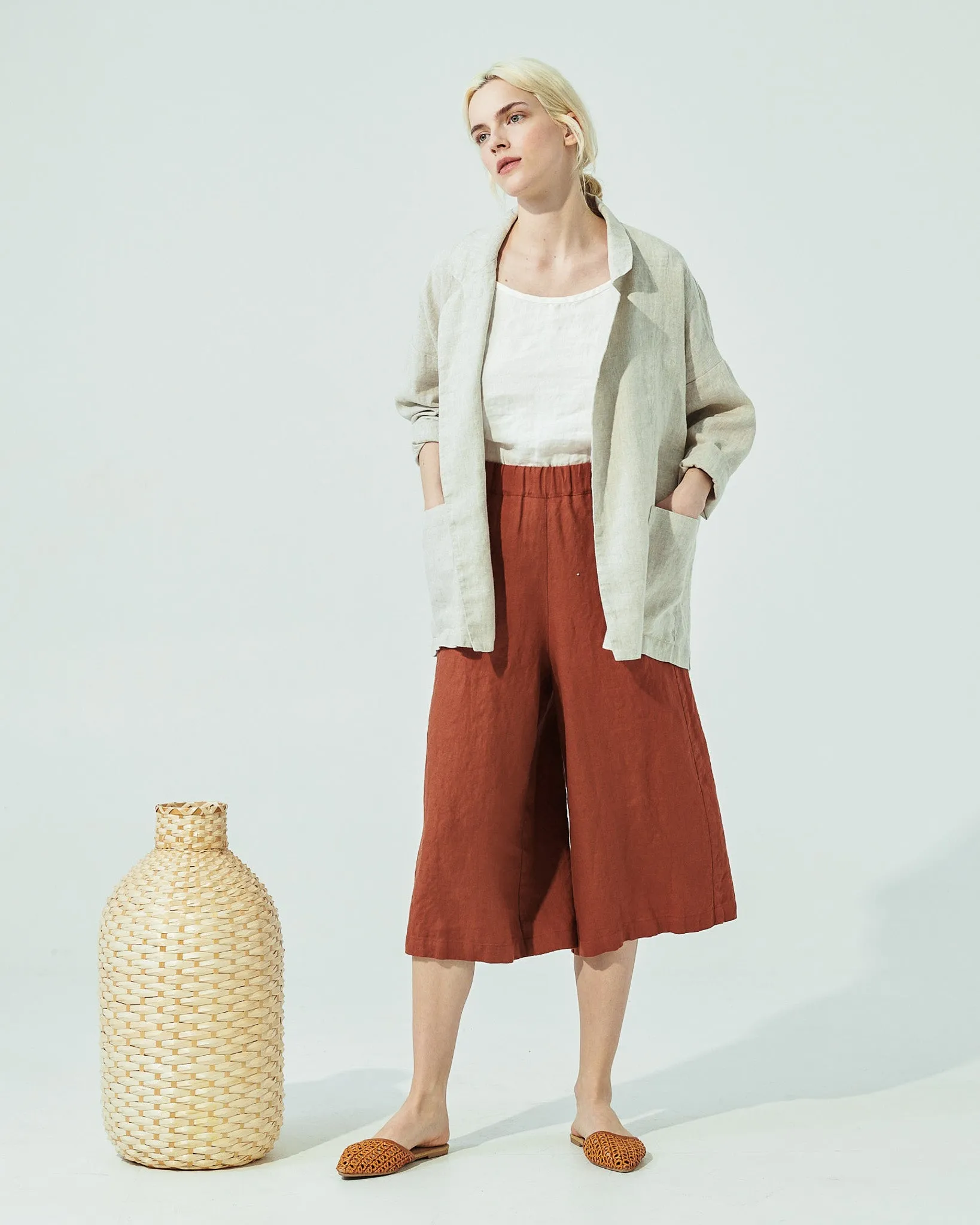 WELS midi linen wide leg pants (SS24)