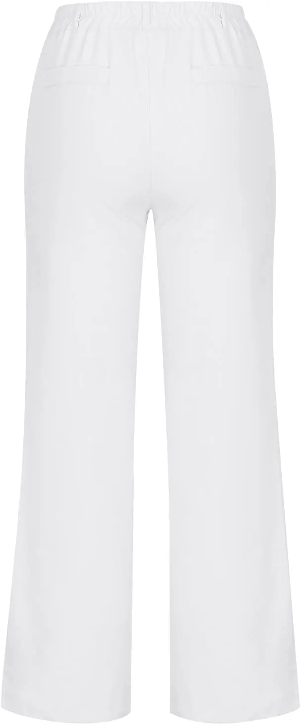 Wide Leg Linen Pants for Women Summer High Waist Loose Breathable Casual Pants Resort Wear Lightweight Skinny Trousers