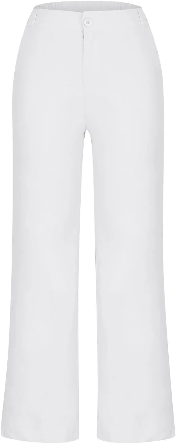 Wide Leg Linen Pants for Women Summer High Waist Loose Breathable Casual Pants Resort Wear Lightweight Skinny Trousers