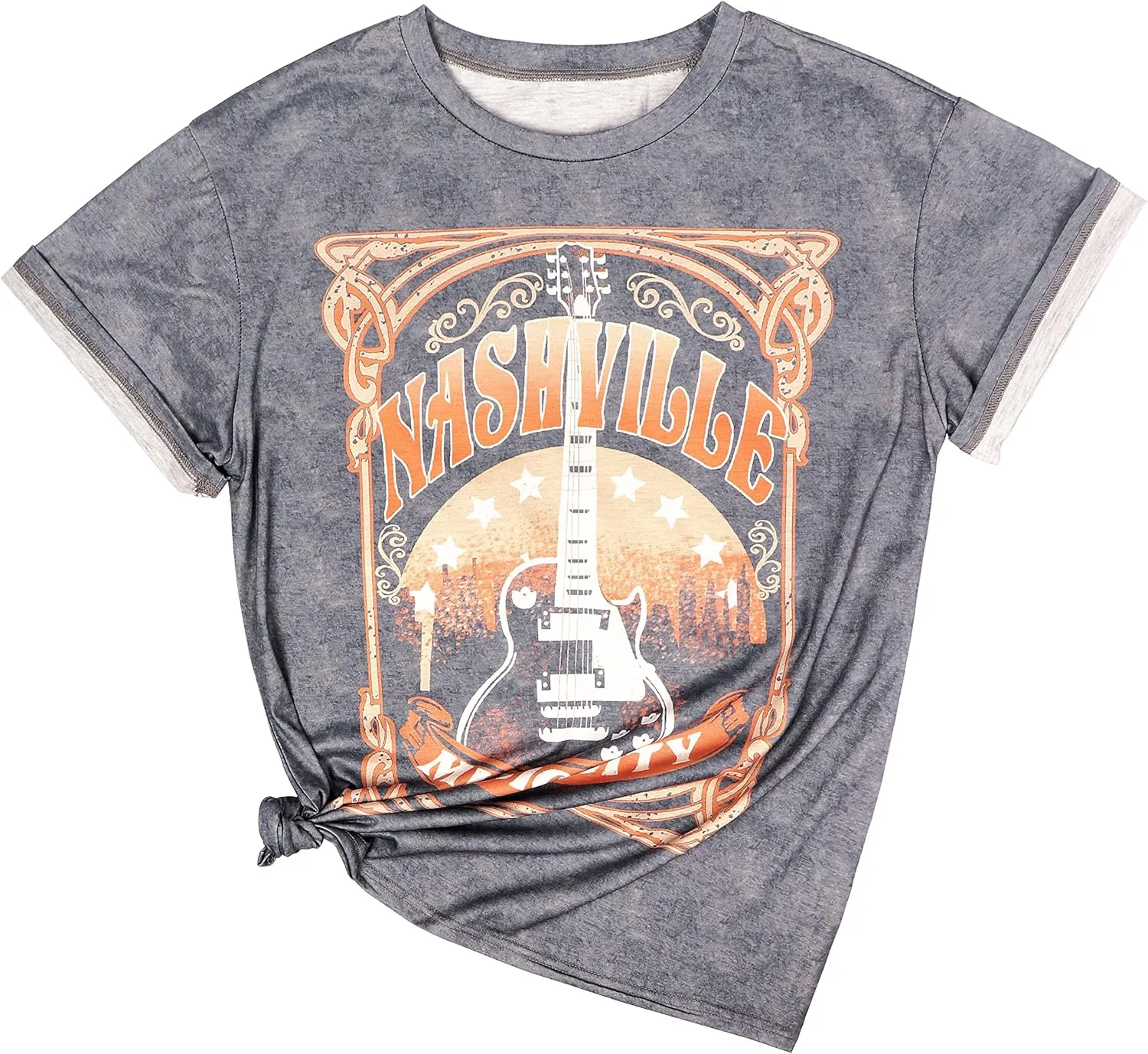 Women Country Music Shirts Nashville Concert Outfit Vintage Guitar Music City Tshirts Short Sleeve Summer Tees Tops