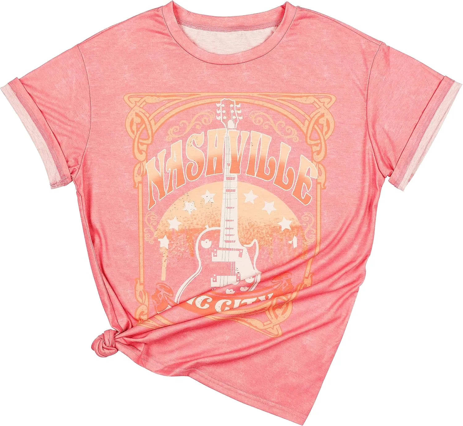 Women Country Music Shirts Nashville Concert Outfit Vintage Guitar Music City Tshirts Short Sleeve Summer Tees Tops