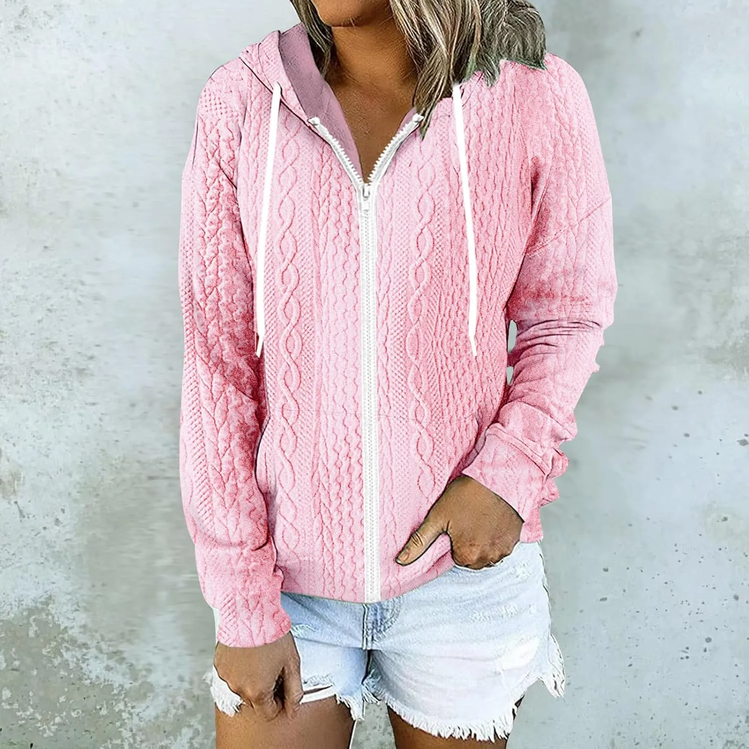 Women Hoodies Zip Up Casual Sweatshirt Long Sleeve Oversized Hoodie Plus Size Fall Jacket Coat Outfits with Pockets