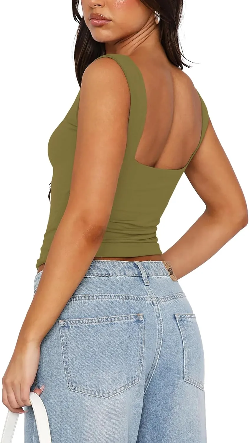 Women's Crop Tank Tops Y2k Summer Cute Sexy Backless Sweetheart Neckline Trendy Going Out Camisole Basic Shirts 2024