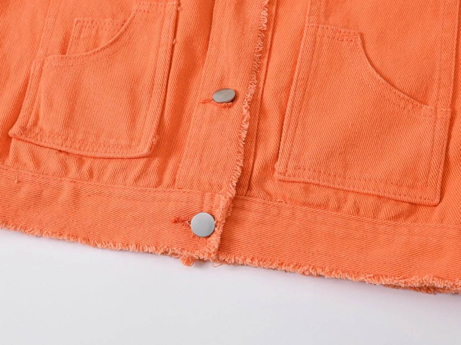 Women's Sleeveless Denim Vest O Neck Button Down Jean Waistcoat Jacket