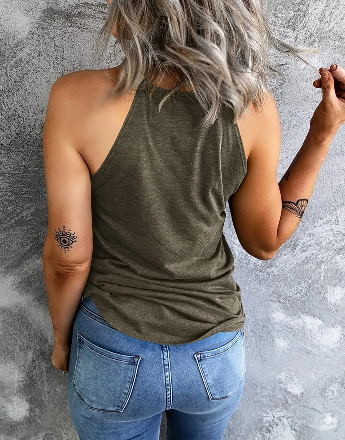 Womens Summer Sleeveless High Neck Halter Tank Tops Basic Casual Cami Shirts Tees
