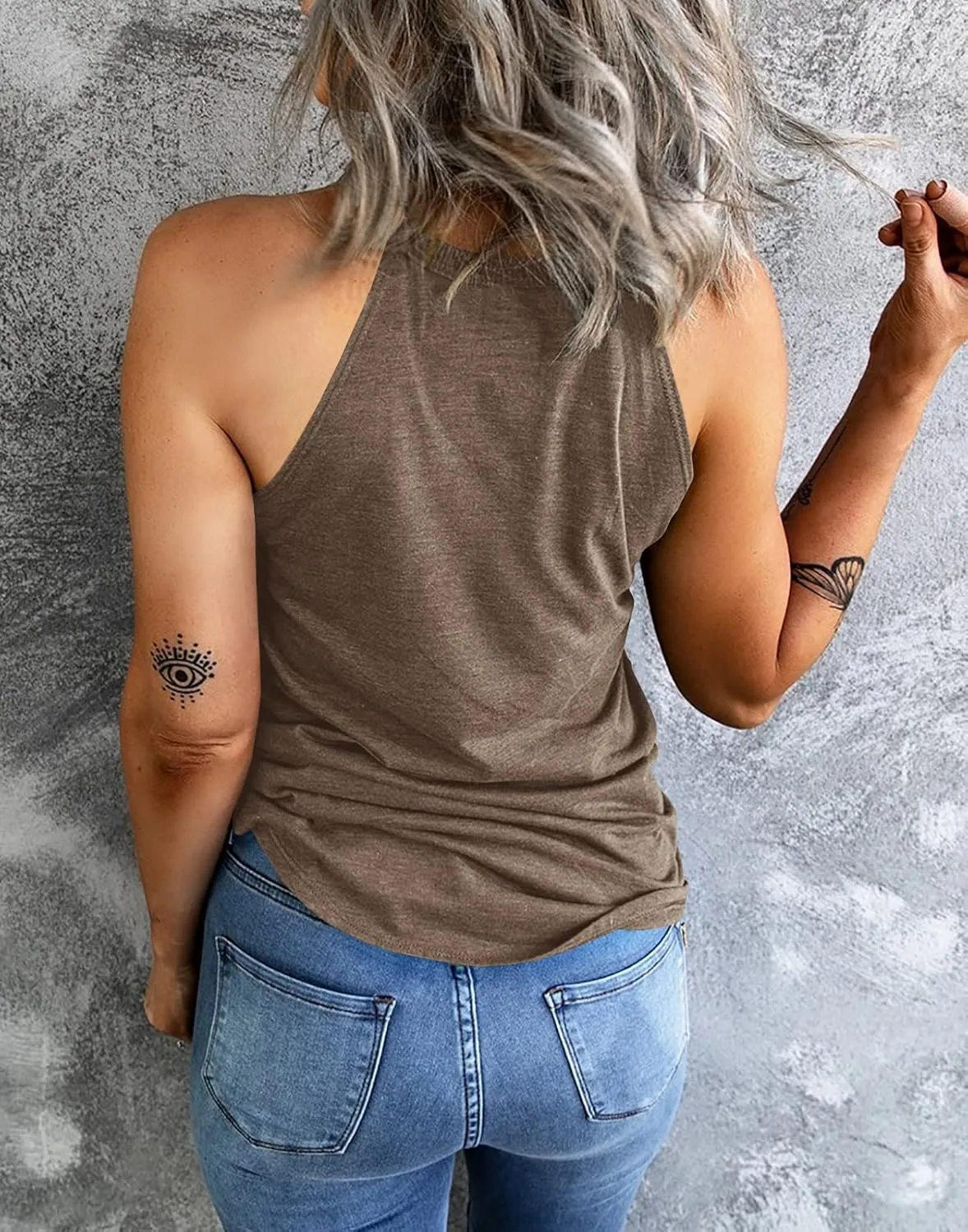 Womens Summer Sleeveless High Neck Halter Tank Tops Basic Casual Cami Shirts Tees