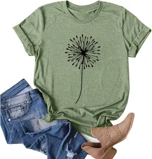 Women's Summer Sunflower T Shirt Flower Graphic Loose Tees Crew Neck Short Sleeve Casual Tops