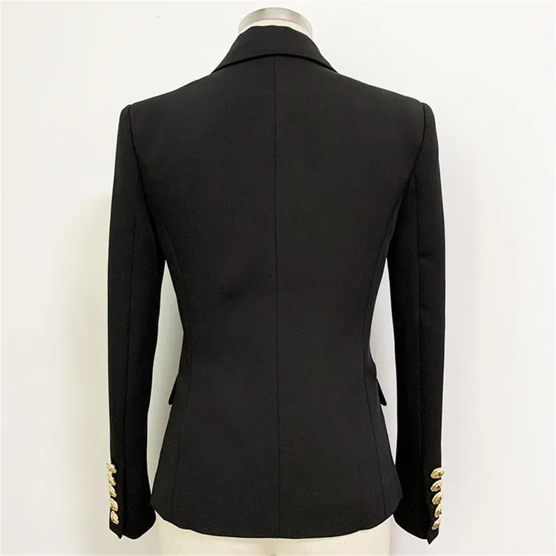Women's White Fitted Blazer Golden Lion Buttons Coat 2 Colours